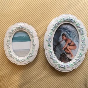 Two Vintage Ceramic Hand Painted Frames